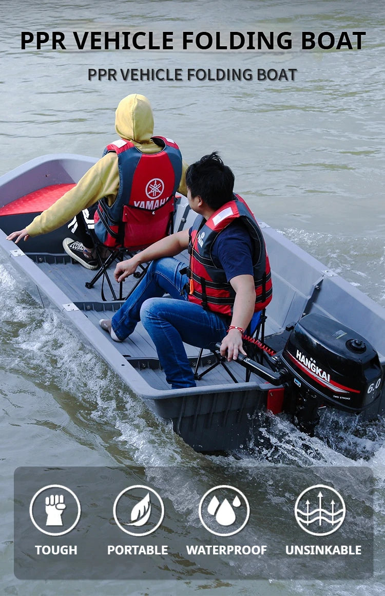 Modular PPR Folding Boat w/Silicone Seals & Air Bow Outboard-Ready Fishing Skiff w/Stainless Hardware Leak-Proof Assembly Craft