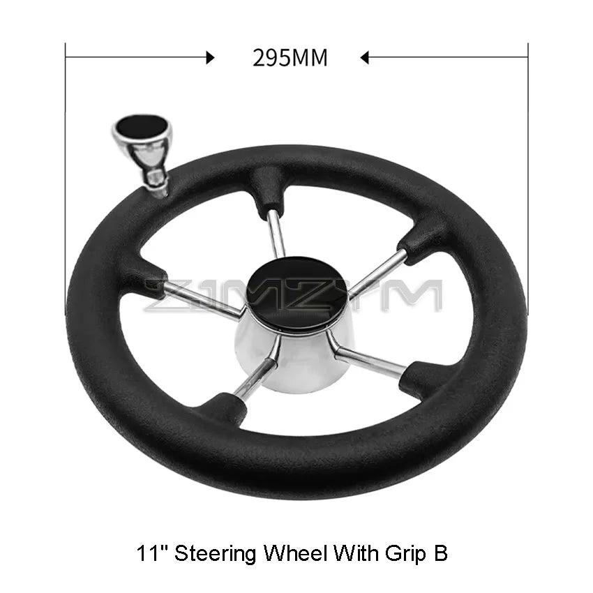 11" 13.5 " Marine Stainless Steel Boat Steering Wheel For Yacht with Black Foam Grip Boat Accessories