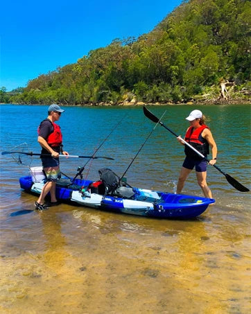Reel Yaks Tandem Fishing Angler Kayak 12.5ft Sit On Top Boat for 2 3 Persons 550 lbs Capacity Stable W Hull Family Adventure