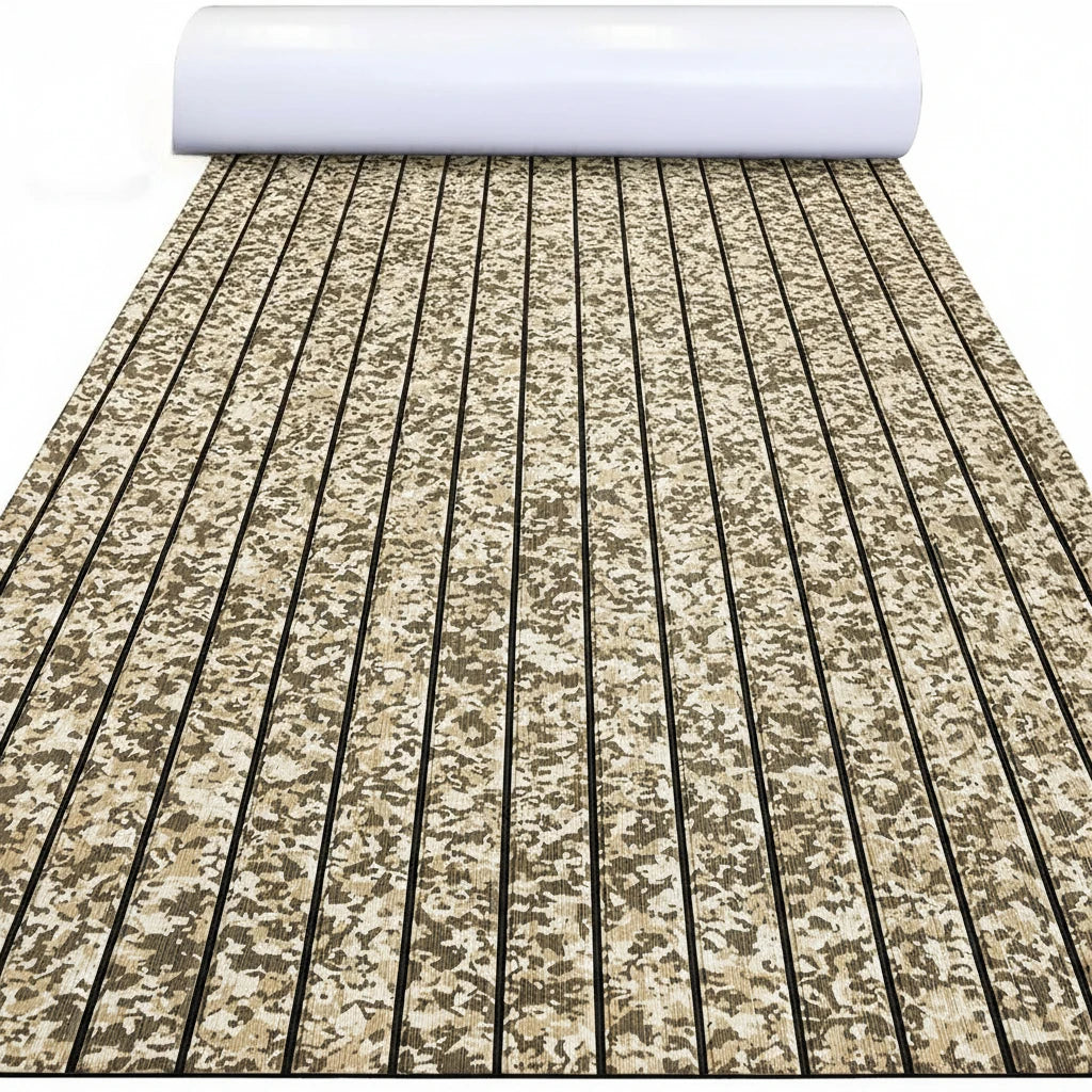 KXKZREN-2400x450mm EVA Foam Faux Teak Decking Sheet Marine Boat Flooring Sea Deck Yacht Mat Self-adhesive Kayak RV Non-slip Pad