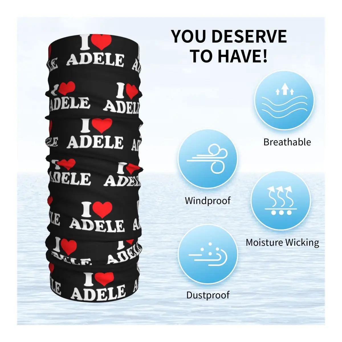 I Love Adele Bandana Neck Cover Printed Face Scarf Multi-use Cycling Scarf Hiking for Men Women Adult Washable