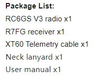 Radiolink RC6GS V3 2.4G 7 Channel Radio Transmitter with R7FG Receiver Gyro Telemetry Included Remote Controller for RC Car Boat