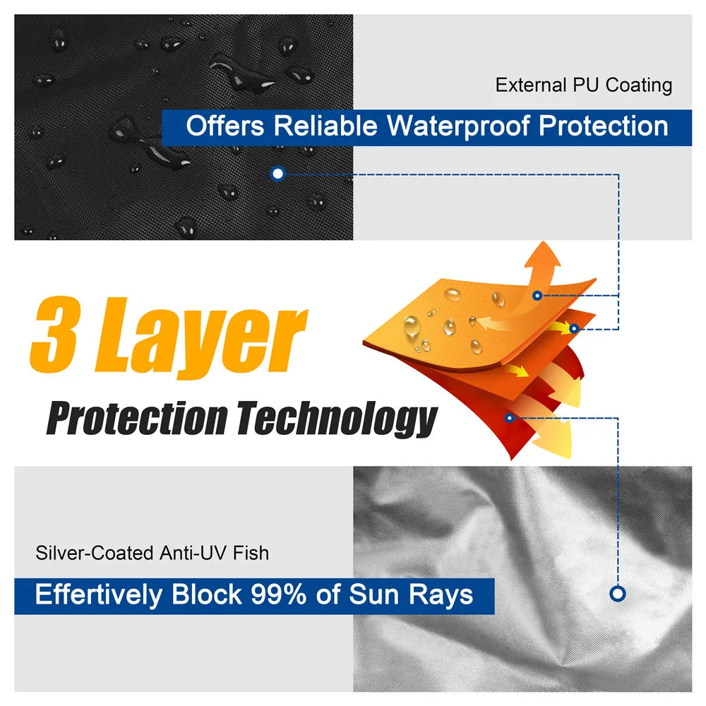 Outboard Motor Cover 420D Waterproof Boat Motor Cover 0-350HP UV-Proof Black boat marine engine cover for Boat motors