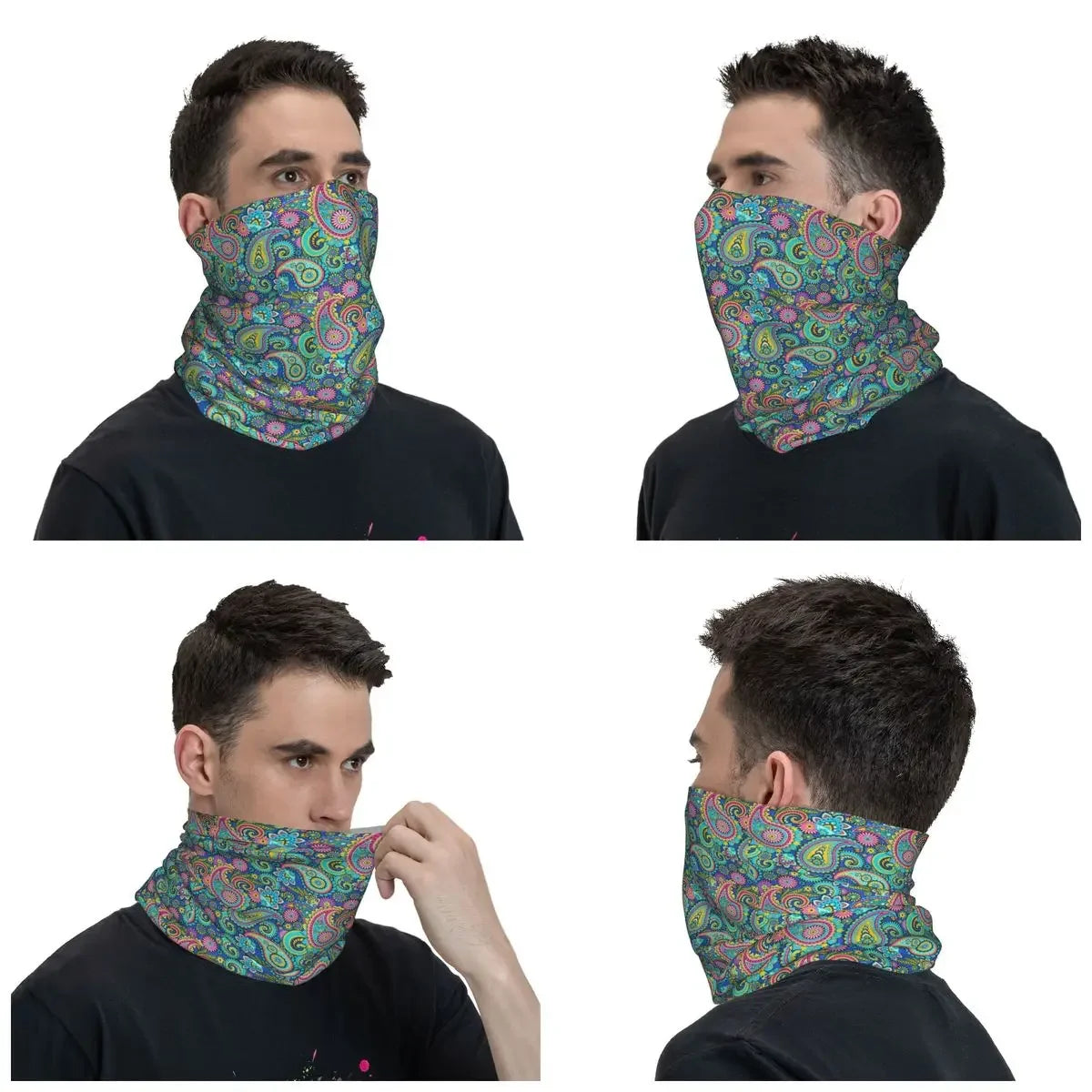 Fashion Paisley Chicano Bandana Style  Neck Gaiter Printed Balaclavas Face Mask Scarf Headband Sports for Men Windproof