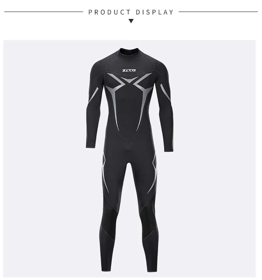 Neoprene Wetsuit 3mm Mens Long Sleevele One Piece Wetsuit Ultra Elastic Diving Suit Water Swimming Surfing Triathlon