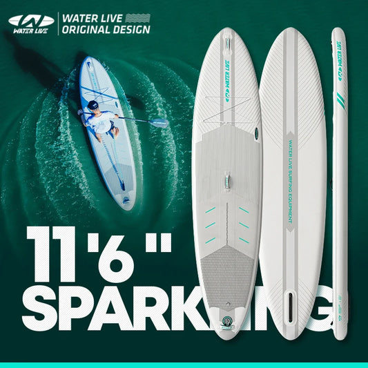 WATERLIVE SPARKING Professional Long Time Voyage Surfboard 12'0" Steering Skid Pedal Design Aquatic Sports Inflation Sup Board