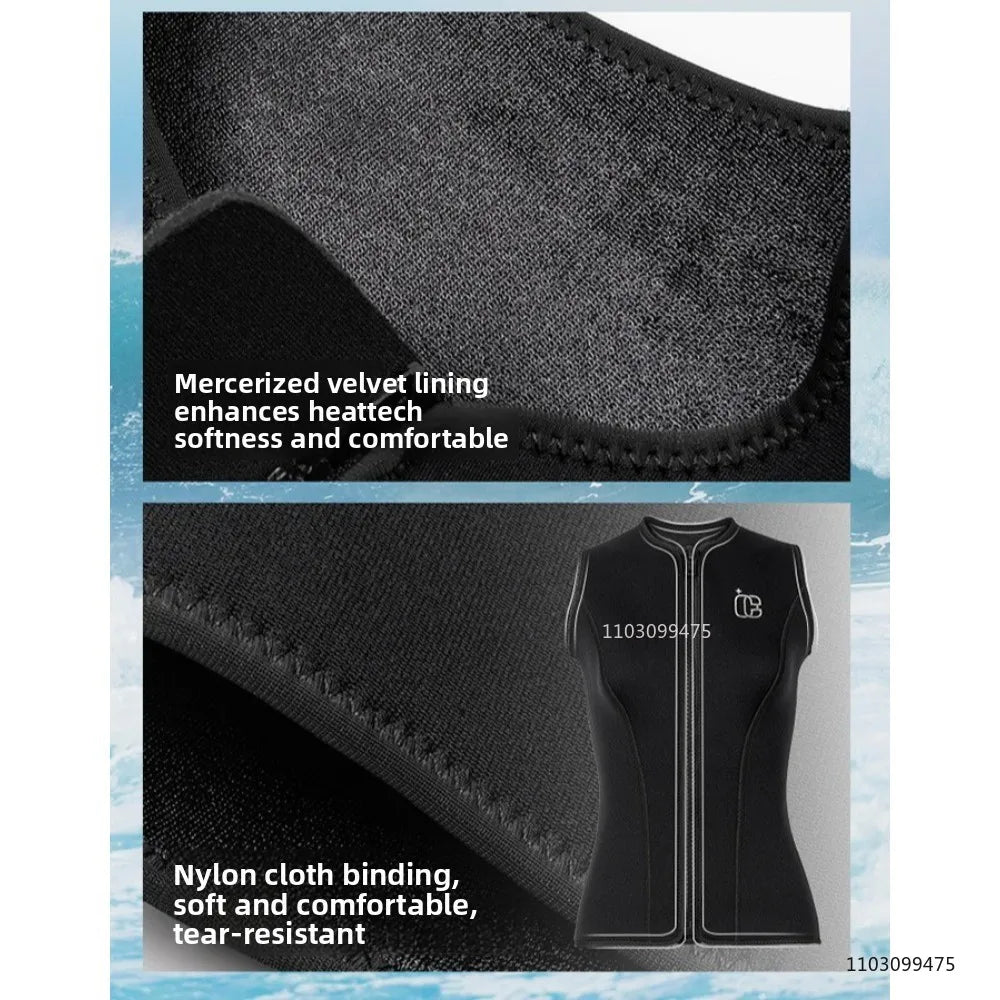 Wetsuit Vest for Men Women 3mm Front Zipper Neoprene Wet Suit Top Sleeveless Jacket for Scuba Diving Kayaking Surfing Swimming