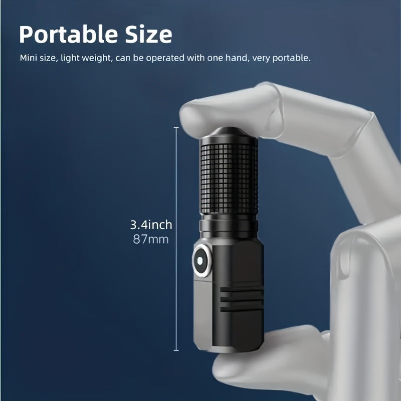 Mini Flashlight Rechargeable, High Lumens Tactical Flashlight, Super Bright Small LED Flash Light- Zoomable, Adjustable Brightness, Long Lasting for Camping, Outdoors And Home Emergency, Can Be Turned Off with One Click, 3 Mo