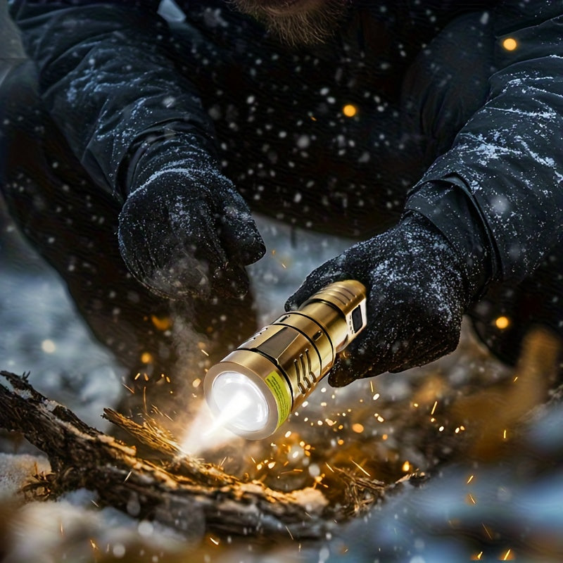 SKYFIRE LED High-brightness Golden Dragon Pattern Flashlight, 4000mAh Rechargeable Flashlight with Ignition Lens, Zoom Function, Four Modes, Suitable for Camping, Outdoor And Household Use, Mini Flashlight Rechargeable, Super