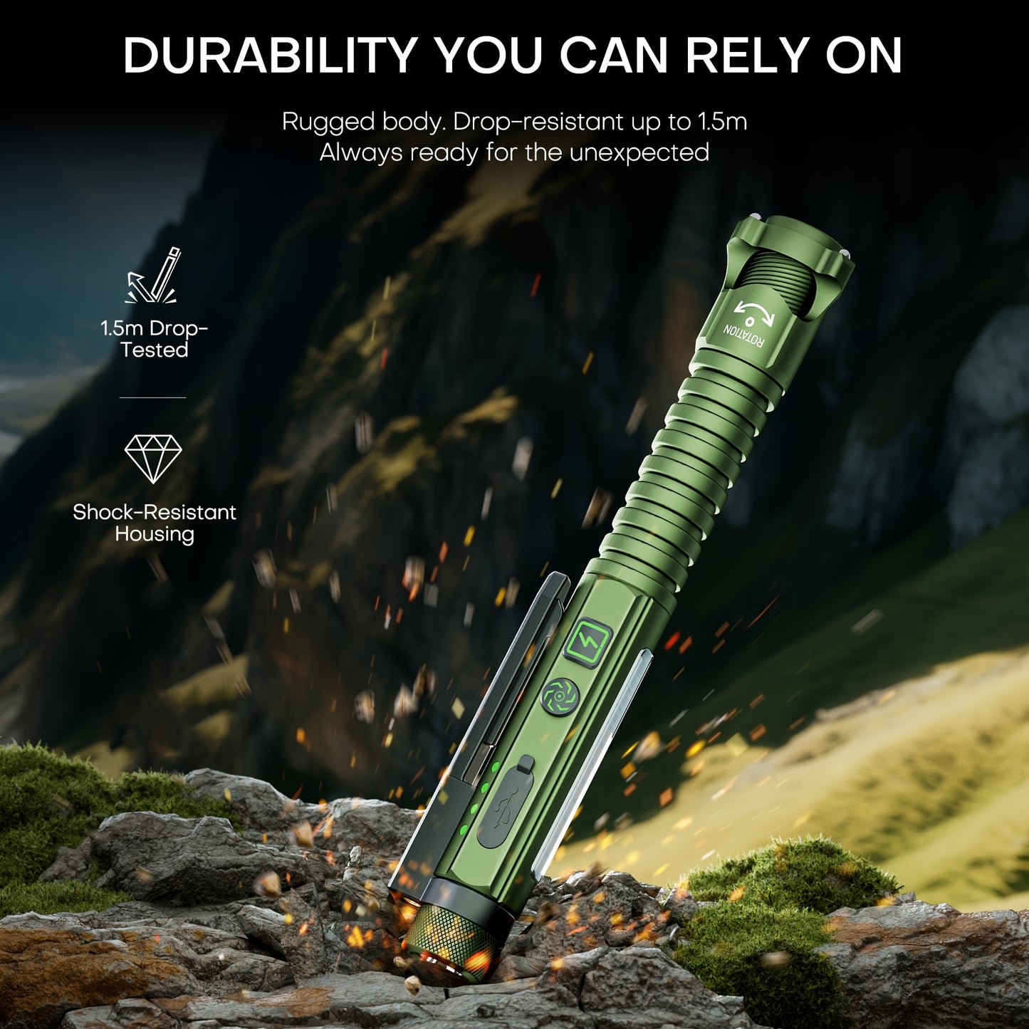 Red Ray Penlight EDC 600LUMEN Rechargeable Portable Flashlight, Ultra-bright Flashlight with Side Light, UV Function, Magnetic Clip And Base, Hidden Bottle Opener, Window Breaker, Suitable for Home, Camping, And Emergency Sit