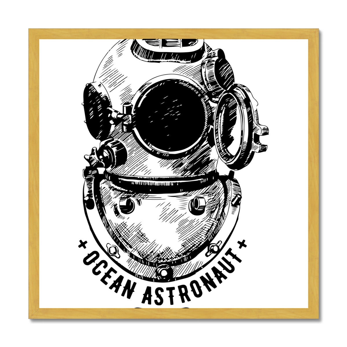 AQUA B&W - 05 - Ocean astronaut - Antique Framed Print