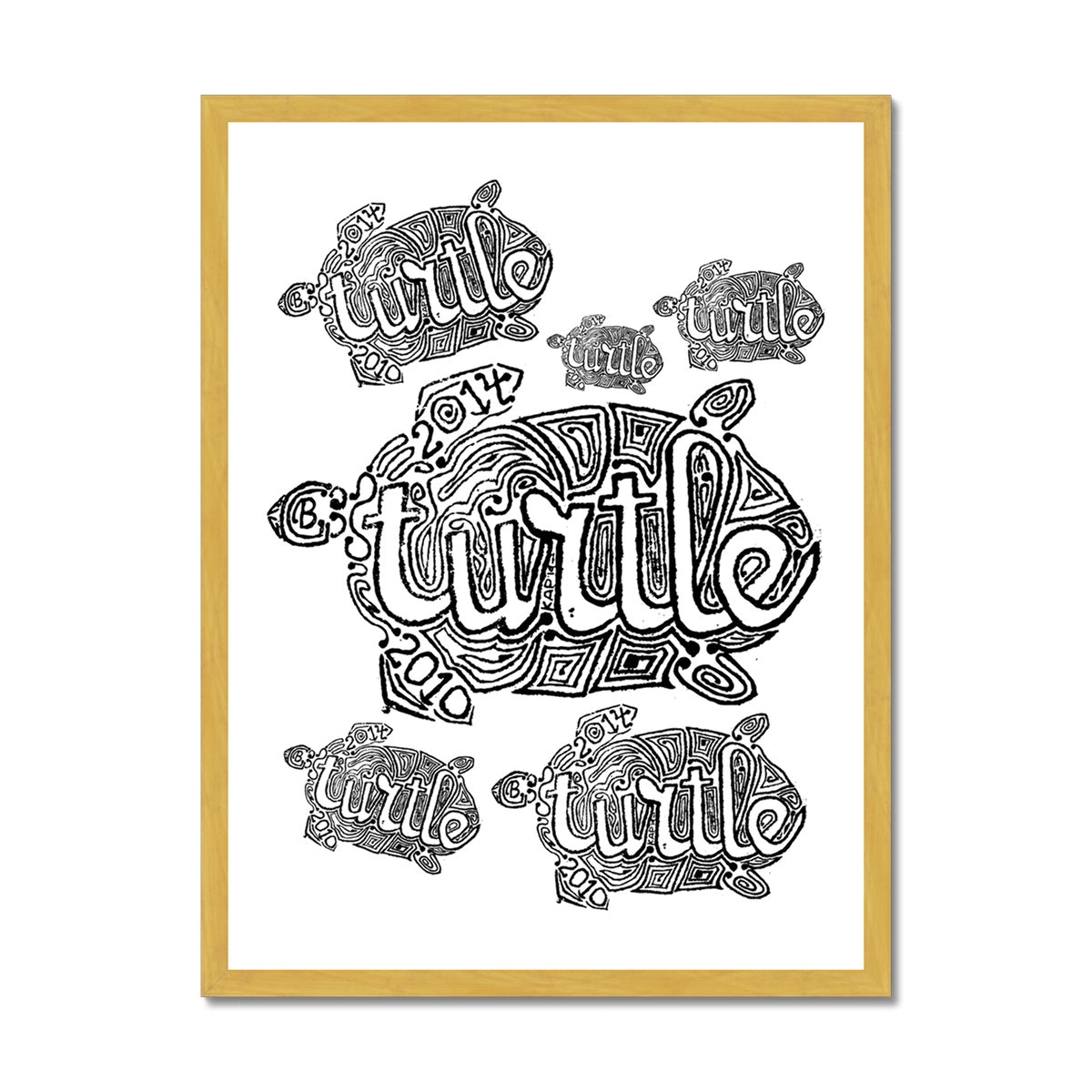 AQUA HMP2 - 12 - Turtle - Antique Framed Print