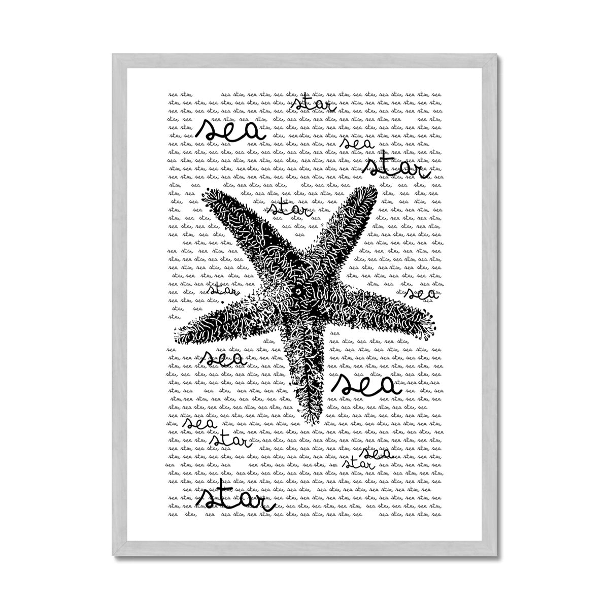 AQUA B&W - 08 - Sea Star - Antique Framed Print