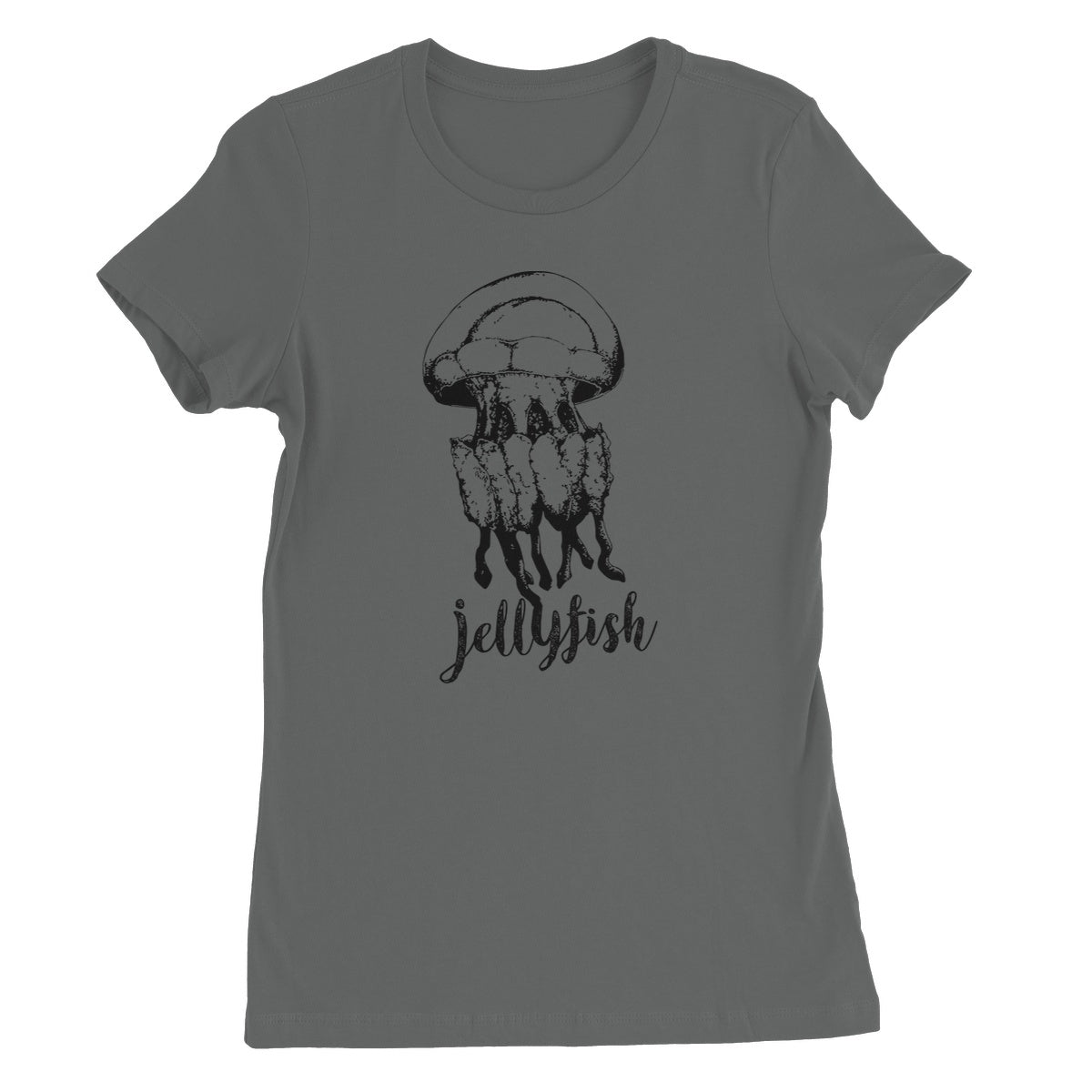 AQUA B&W - 02 - Jellyfish - Women's Fine Jersey T-Shirt