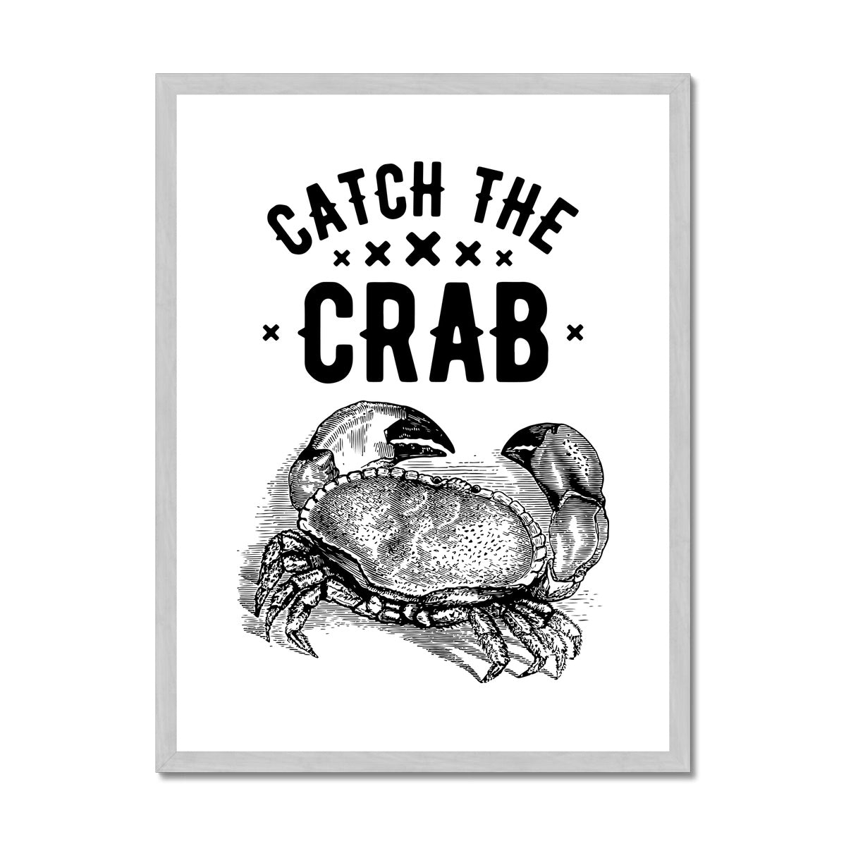 AQUA B&W - 07 - Catch the crab - Antique Framed Print