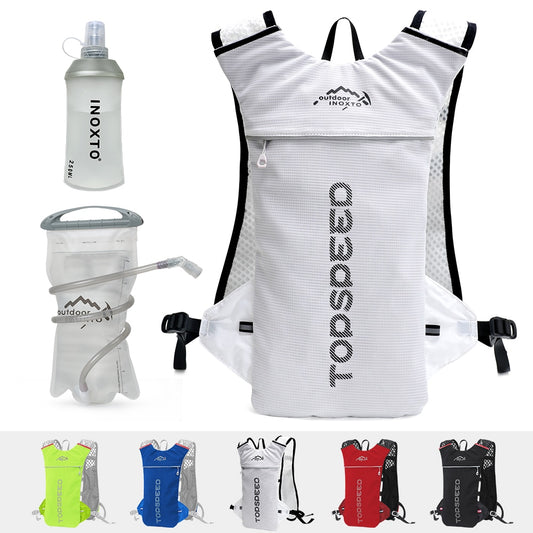 Mochila de corrida para trilha, 5l, super corrida, colete hidratante, maratona, corrida, ciclismo, mochila, garrafa macia de 250ml, água engarrafada