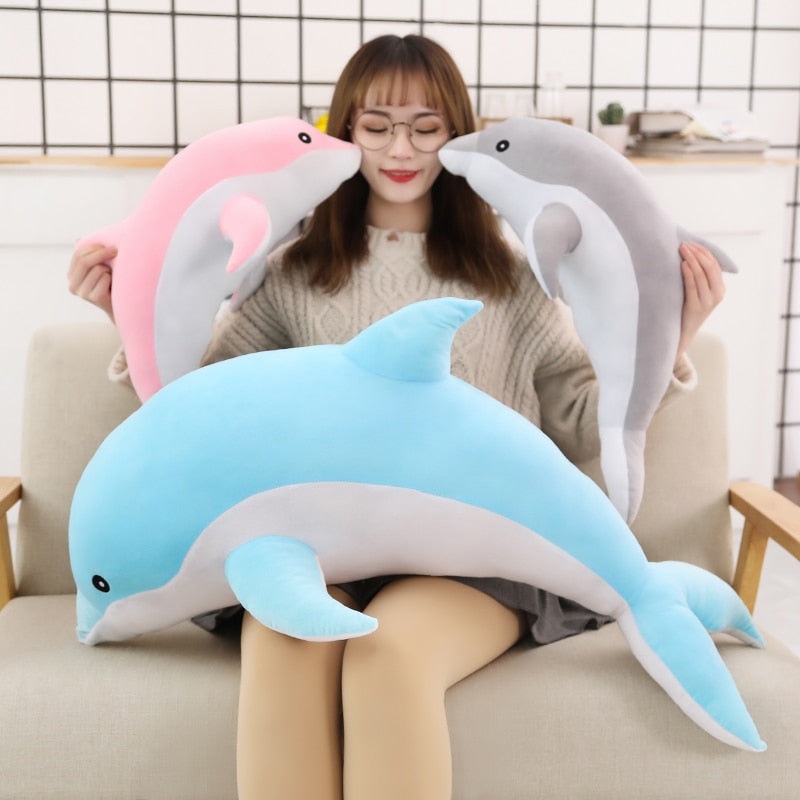 160cm grande kawaii golfinho brinquedos de pelúcia para crianças recheado mar animal boneca macio bebê dormir travesseiro adorável presente para crianças meninas