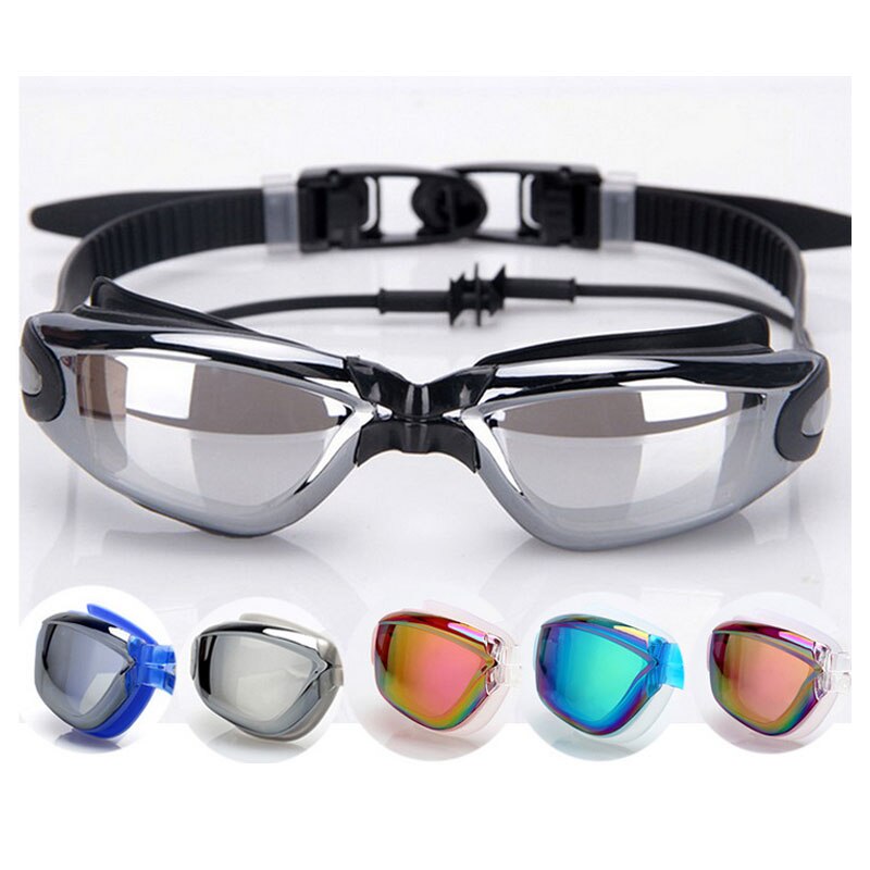 Óculos de natação para miopia, protetor de ouvido profissional para adultos, touca de silicone para piscina, antiembaçante, masculino e feminino, óculos ópticos à prova d'água