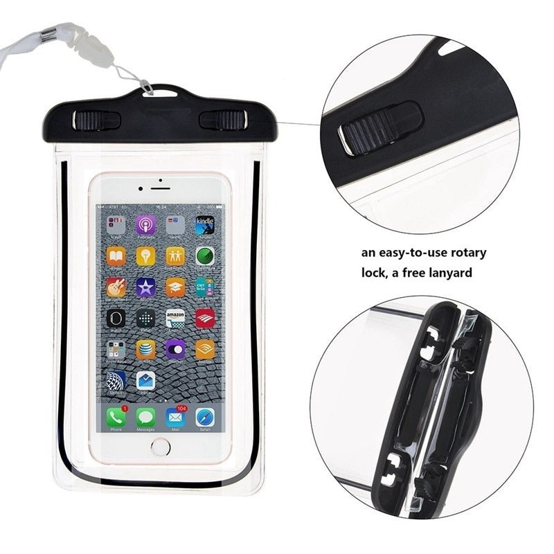 Summer Luminous Waterproof Pouch Swimming Gadget Beach Dry Bag Phone Case Cover Camping Skiing Holder For Cell Phone 3.5-6Inch