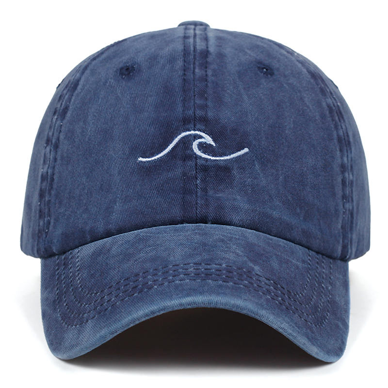 Washed wave dad hat for women cotton embroidery wavy line baseball cap men hip hop cap snapback hat sea sports cap Bone Garros