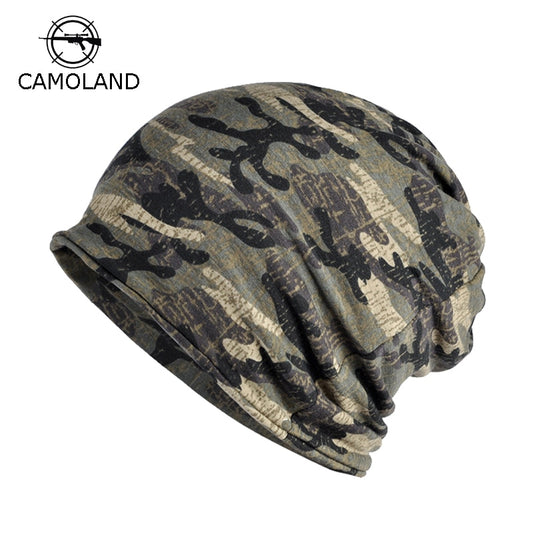 Chapéu de lã outono inverno verão masculino feminino tático militar exército camuflagem gorro de malha de algodão crânio cachecol térmico camo boné