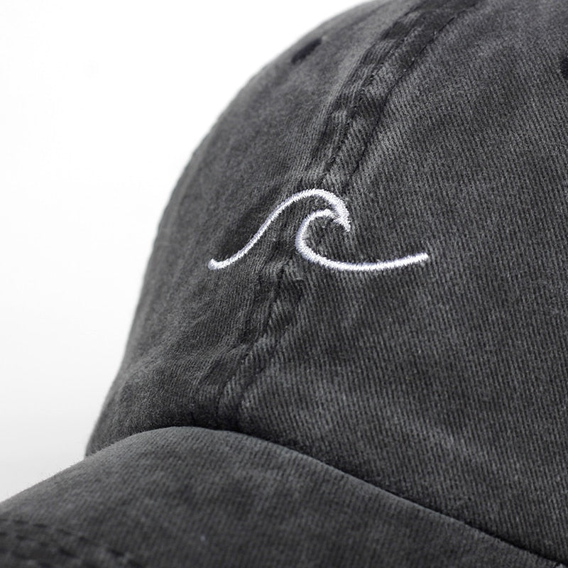Chapéu de pai onda lavada para mulheres algodão bordado linha ondulada boné de beisebol masculino hip hop boné snapback chapéu esportes marítimos osso garros