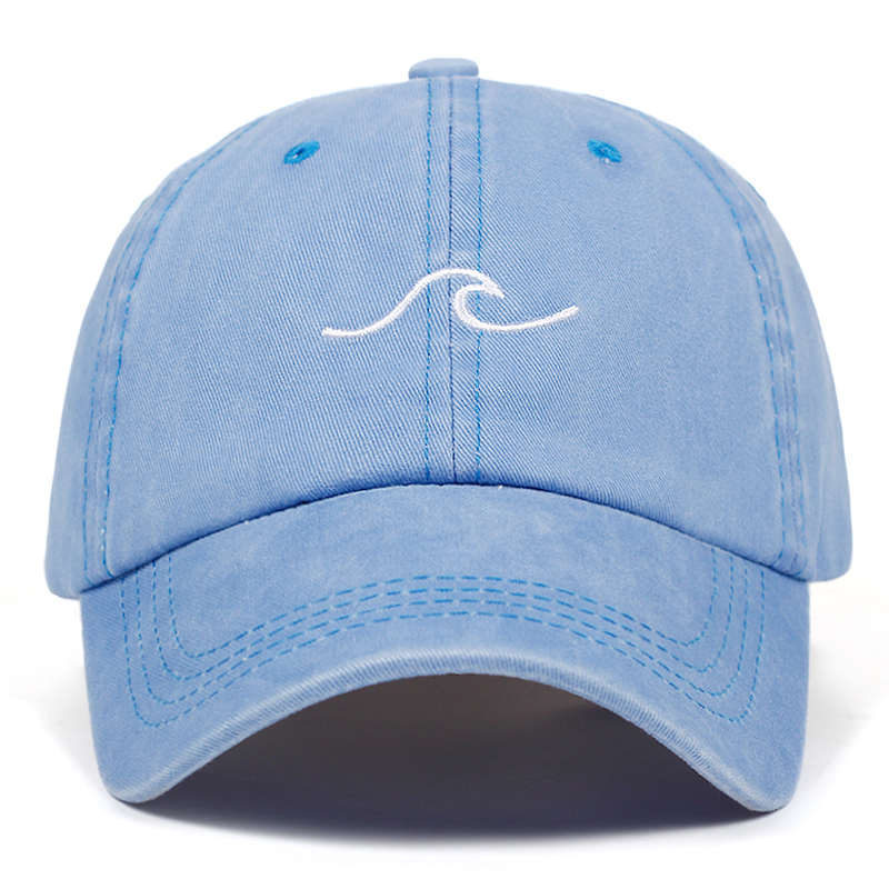 Washed wave dad hat for women cotton embroidery wavy line baseball cap men hip hop cap snapback hat sea sports cap Bone Garros