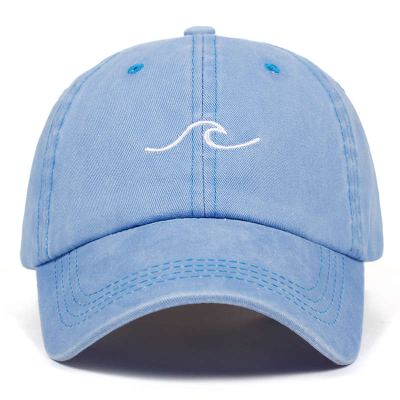 Chapéu de pai onda lavada para mulheres algodão bordado linha ondulada boné de beisebol masculino hip hop boné snapback chapéu esportes marítimos osso garros