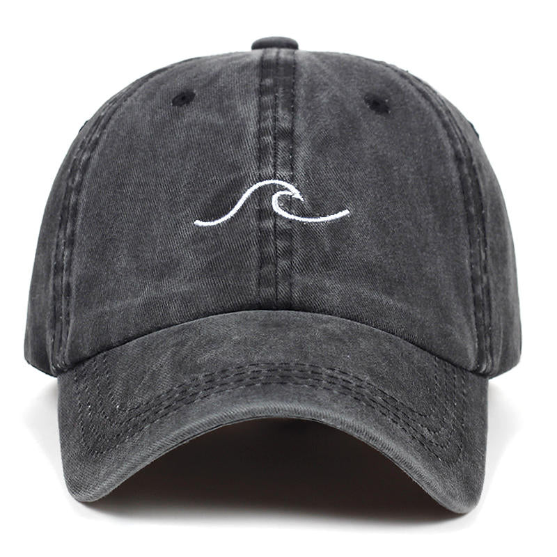 Chapéu de pai onda lavada para mulheres algodão bordado linha ondulada boné de beisebol masculino hip hop boné snapback chapéu esportes marítimos osso garros