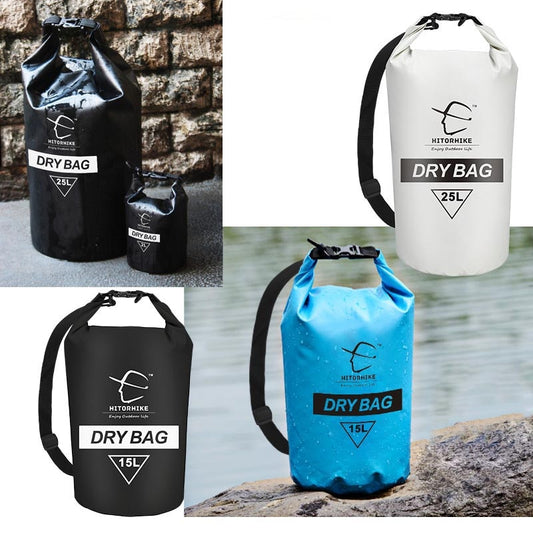 Bolsa seca à prova d'água para natação, 15l, 25l, para canoagem, caiaque, rafting, esportes ao ar livre, kit de viagem, bolsa de armazenamento de equipamentos 2018