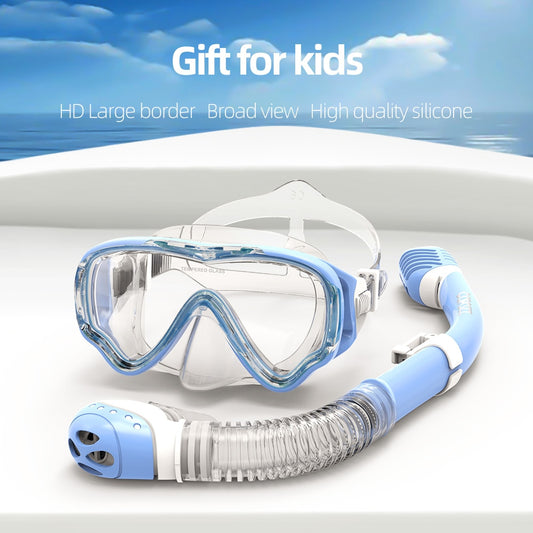 Copozz máscara de mergulho crianças rosto cheio hd anti nevoeiro máscara de mergulho subaquático conjunto máscara crianças natação snorkel equipamento de mergulho