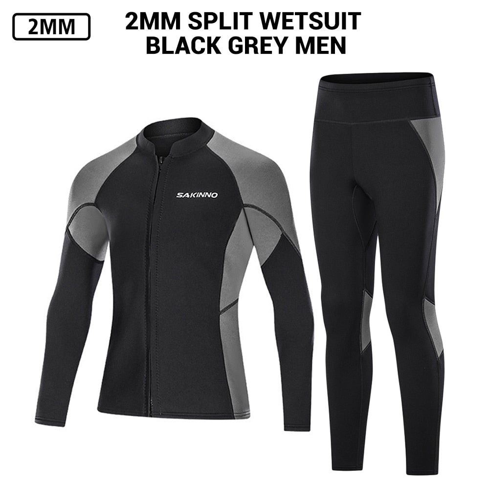 Neoprene Wetsuit 2MM Men Jackets Hunting Windsurf Underwater Fishing Pants Kitesurf Scuba Diving Swimwear Clothes Surf Equipment