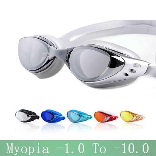Óculos de natação para miopia-1.0 ~-10, à prova d'água, anti-neblina, arena, prescrição, óculos de natação, silicone grande, óculos de mergulho, homens, mulheres