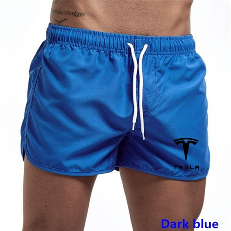 Tesla calções masculinos de verão roupa de banho masculina troncos de natação boxer curto sexy praia shorts prancha de surf calças de roupas masculinas