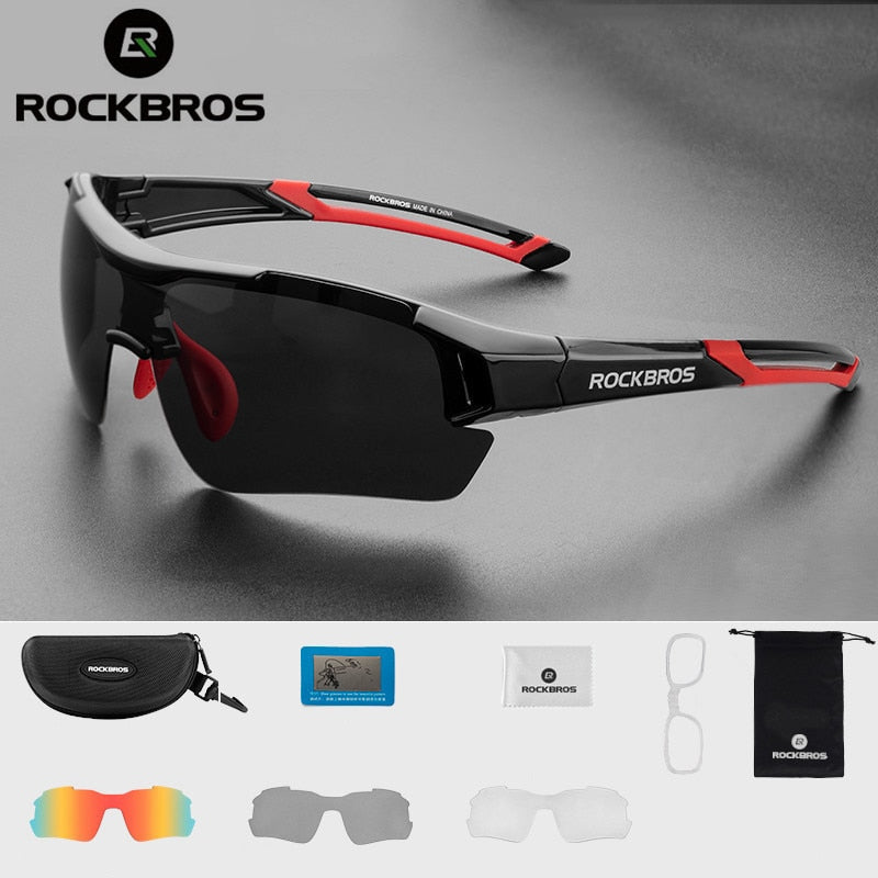 Rockbros polarizado óculos de ciclismo dos homens esportes óculos de sol estrada mtb mountain bike bicicleta equitação proteção óculos 5 lente