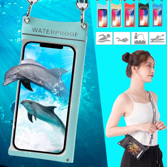 Capa impermeável para celular com tela sensível ao toque, bolsa de natação, praia, à prova de poeira, primavera quente, bolsa de mergulho, esportes aquáticos