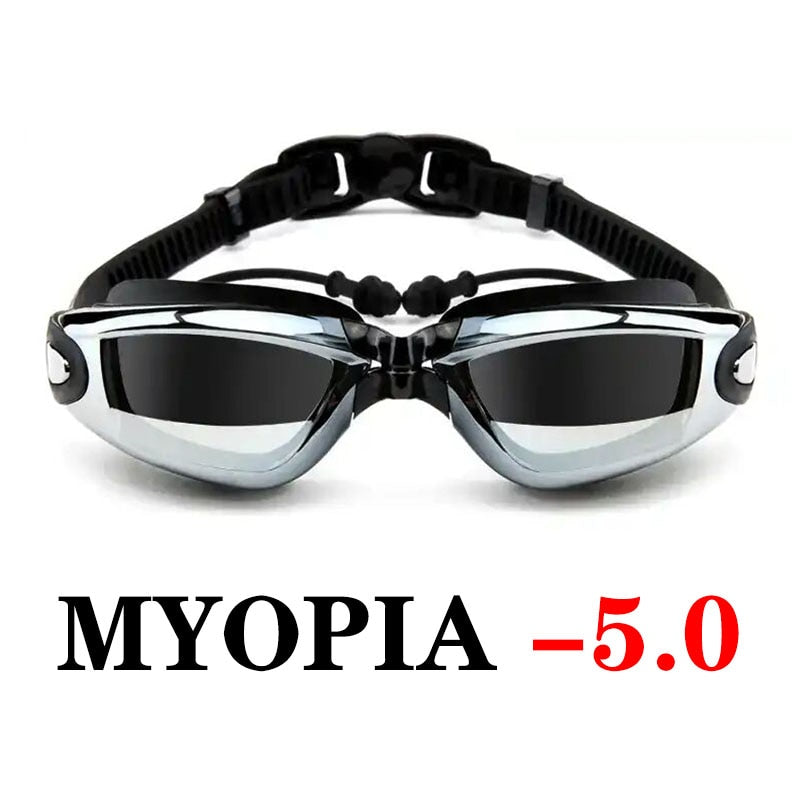 Swim Goggles with Cap Ear Plug Nose Clip Suit Professional Swimming Glasses Anti-fog PU Hat Waterproof Swim Eyewear