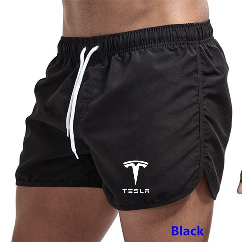 Tesla calções masculinos de verão roupa de banho masculina troncos de natação boxer curto sexy praia shorts prancha de surf calças de roupas masculinas
