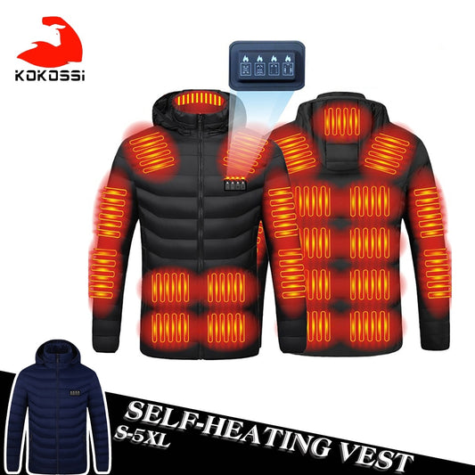 Kokossi inverno 21 zona jaqueta elétrica aquecida esportes ao ar livre à prova dwindproof água à prova de vento sportwear inteligente carregamento usb auto aquecimento colete