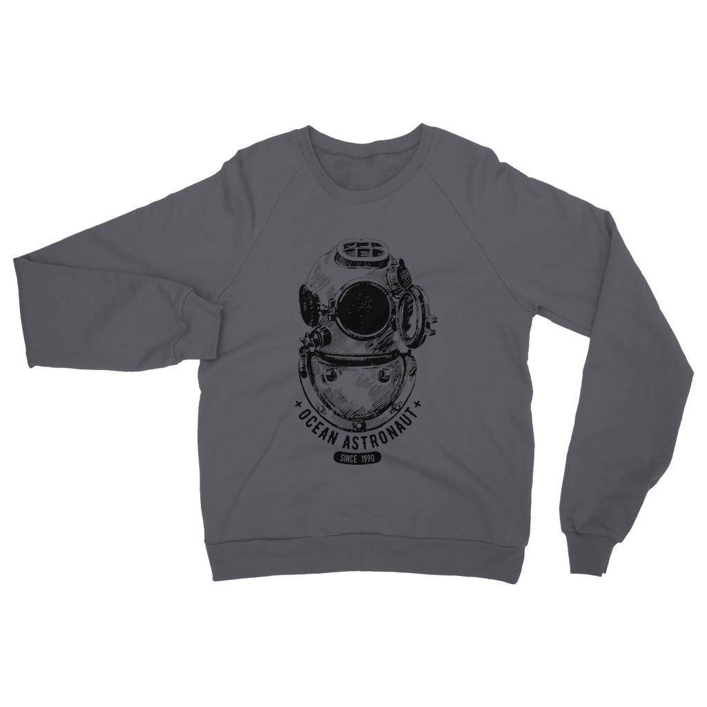 AQUA B&W - 05 - Ocean astronaut - Heavy Blend Crew Neck Sweatshirt-Apparel-AQUATICUS