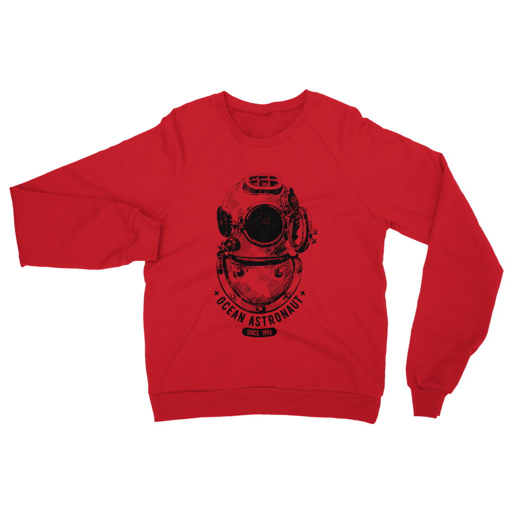 AQUA B&W - 05 - Ocean astronaut - Heavy Blend Crew Neck Sweatshirt-Apparel-AQUATICUS