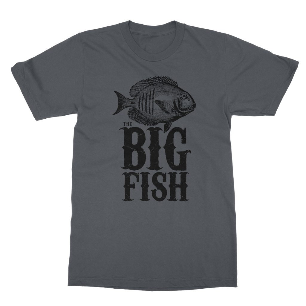 AQUA B&W - 01 -Big Fish - Softstyle Ringspun T-Shirt-Apparel-AQUATICUS