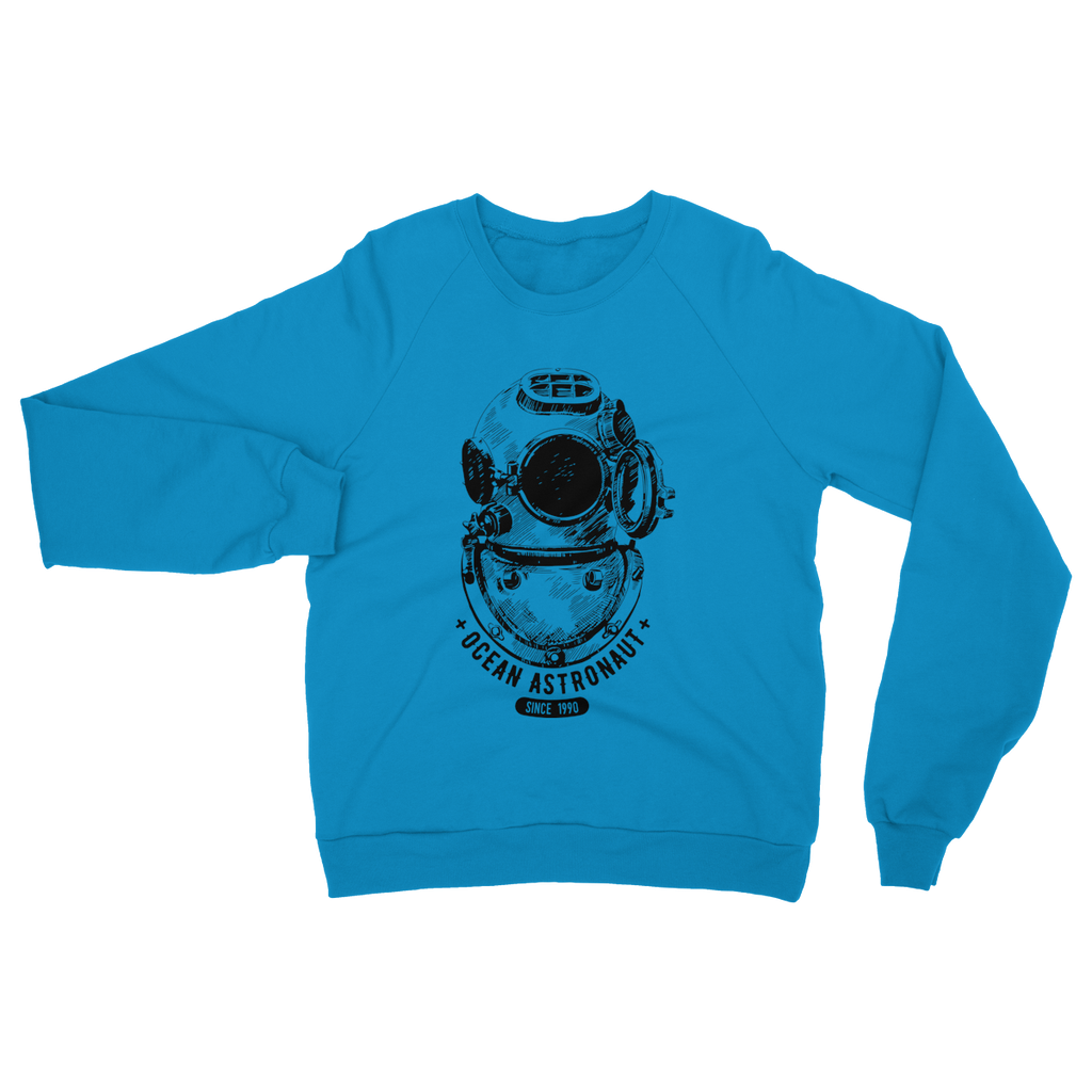 AQUA B&W - 05 - Ocean astronaut - Heavy Blend Crew Neck Sweatshirt-Apparel-AQUATICUS