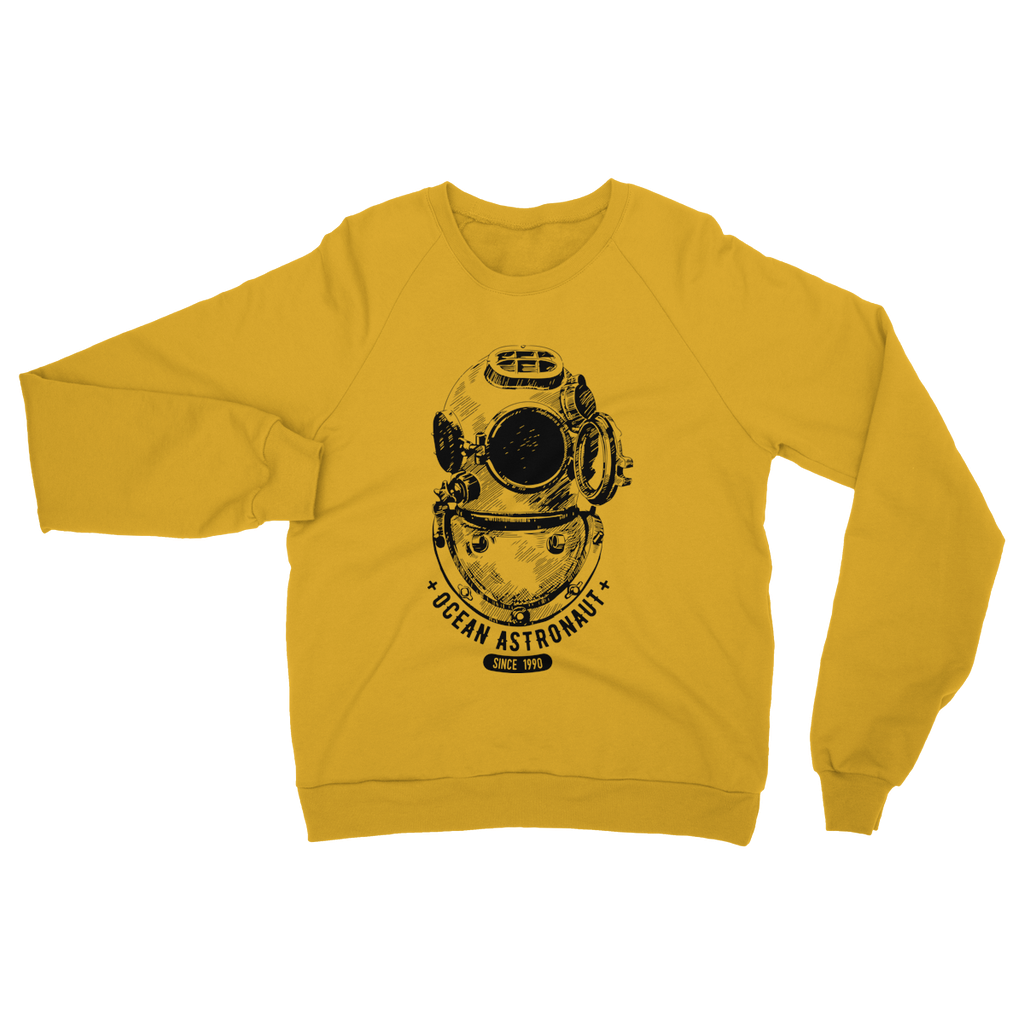 AQUA B&W - 05 - Ocean astronaut - Heavy Blend Crew Neck Sweatshirt-Apparel-AQUATICUS
