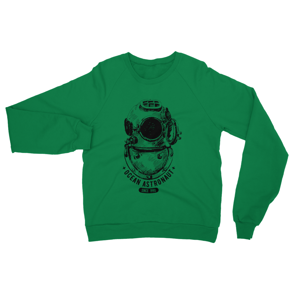AQUA B&W - 05 - Ocean astronaut - Heavy Blend Crew Neck Sweatshirt-Apparel-AQUATICUS