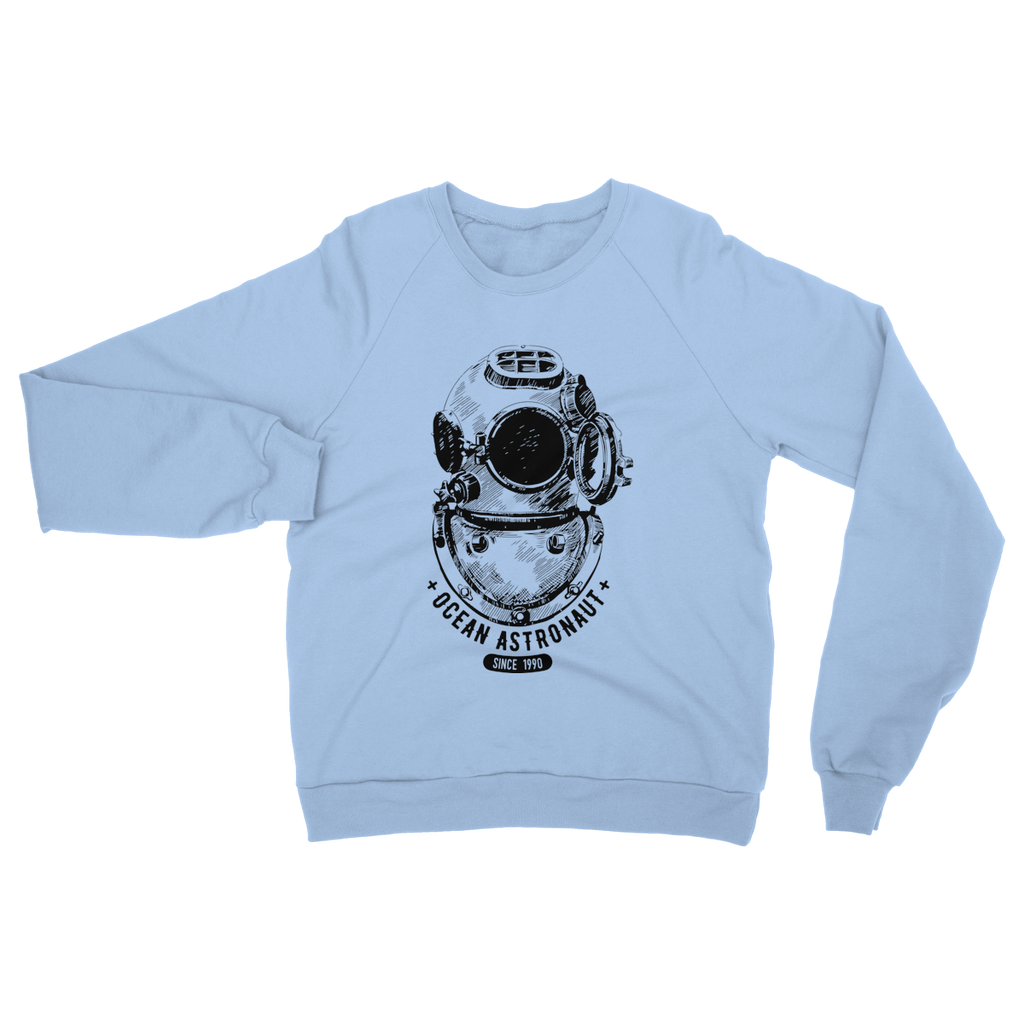 AQUA B&W - 05 - Ocean astronaut - Heavy Blend Crew Neck Sweatshirt-Apparel-AQUATICUS