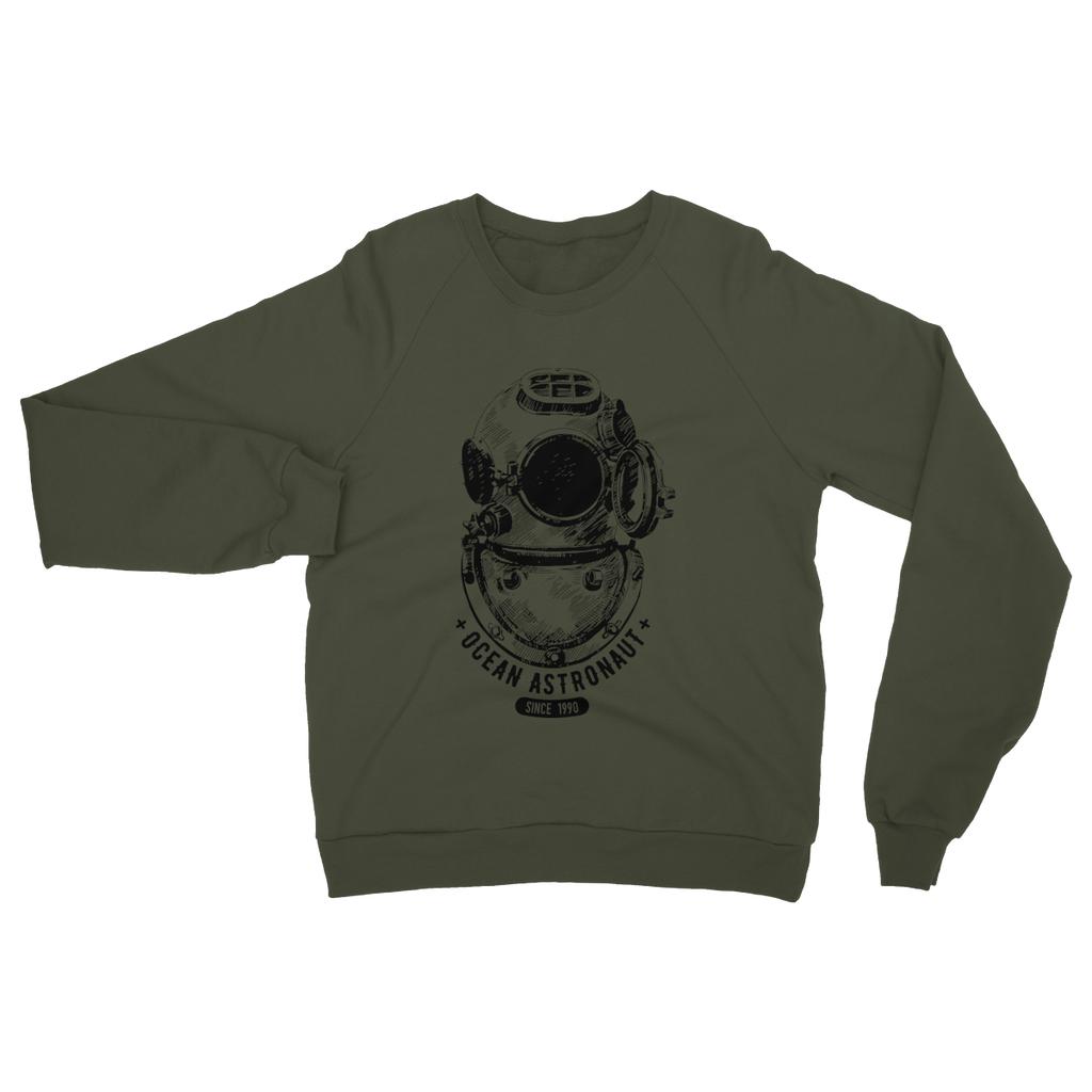 AQUA B&W - 05 - Ocean astronaut - Heavy Blend Crew Neck Sweatshirt-Apparel-AQUATICUS